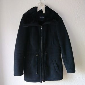 Nautica Faux Fur and Suede Coat
